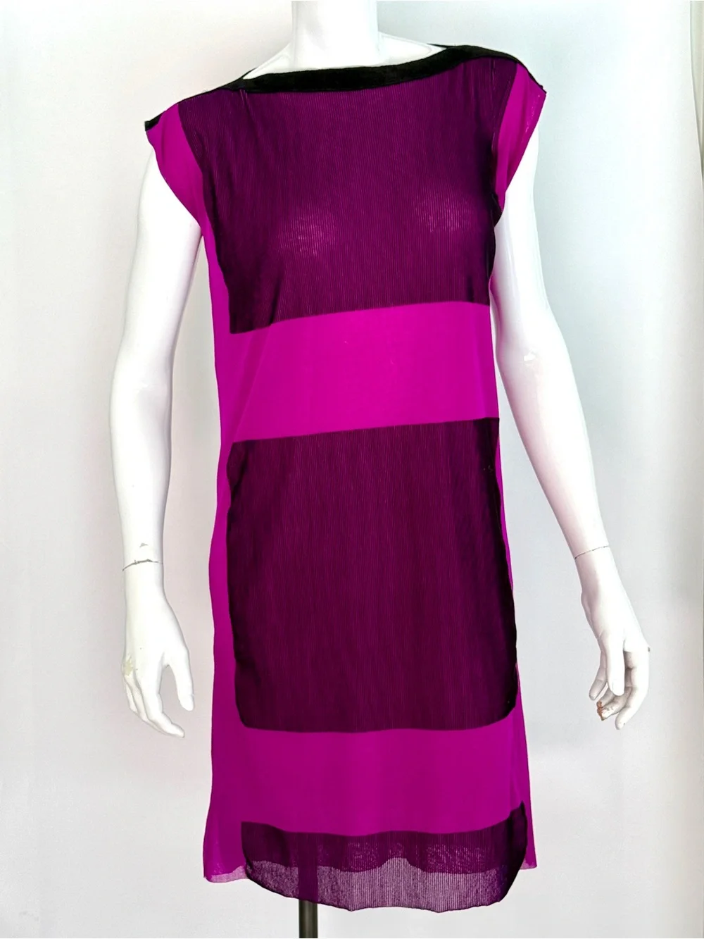 RARE Vintage Jean Paul Gaultier Soleil Mesh Flocked Velvet Striped Dress M